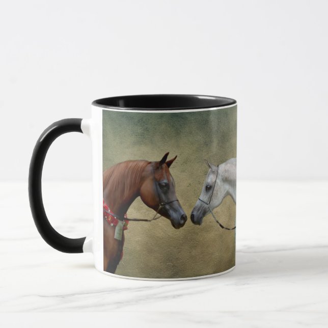 Surreal two horses painting. mug (Left)