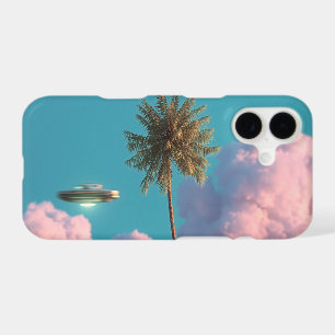 Surreal UFO and Palm Tree Mountain Scene iPhone 17 Case