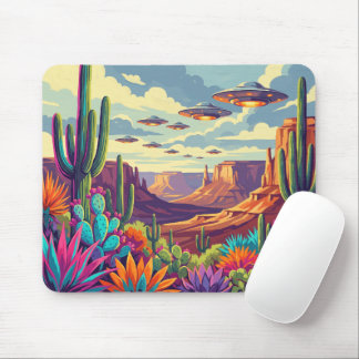 Surreal UFO in Desert Mouse Pad