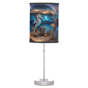 Surreal Under the Sea Seahorse Starfish Orb Table Lamp