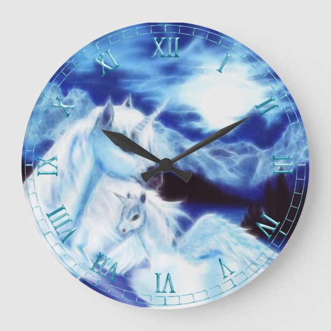 Surreal Unicorn Baby and Mom  Wall Clock (Front)