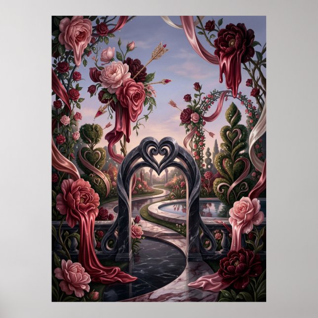 Surreal Valentine Garden Dream Poster (Front)