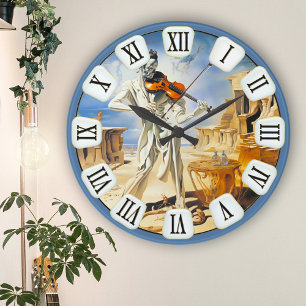 Surreal Violin Music Fine Art Round Clock
