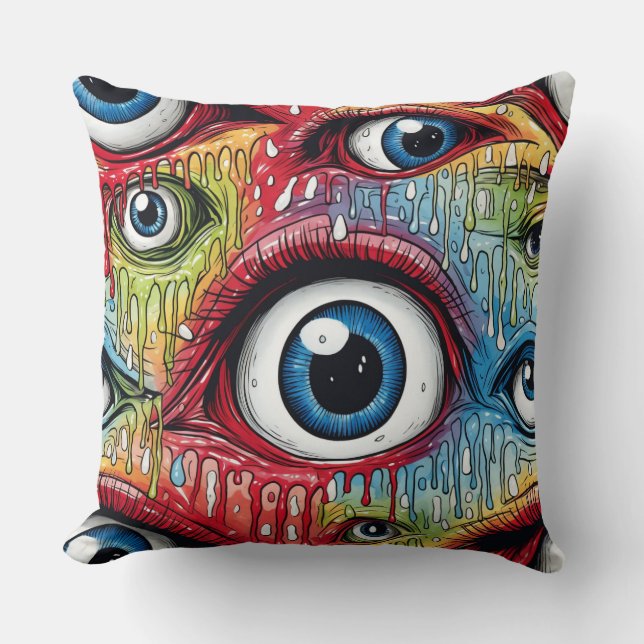 Surreal Visuals in Striking Patterns Throw Pillow (Front)