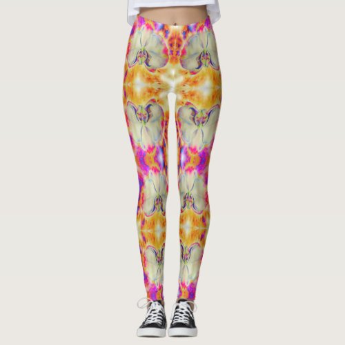 Surreal watercolor orchids leggings