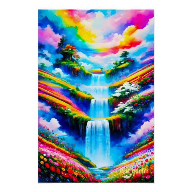 Surreal Waterfall Fantasy Art Poster (Front)