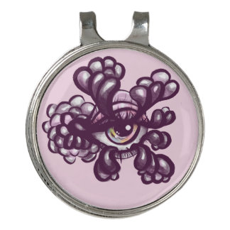 Surreal Weirdcore Eye Artwork - Dreamy Pastel Pink Golf Hat Clip