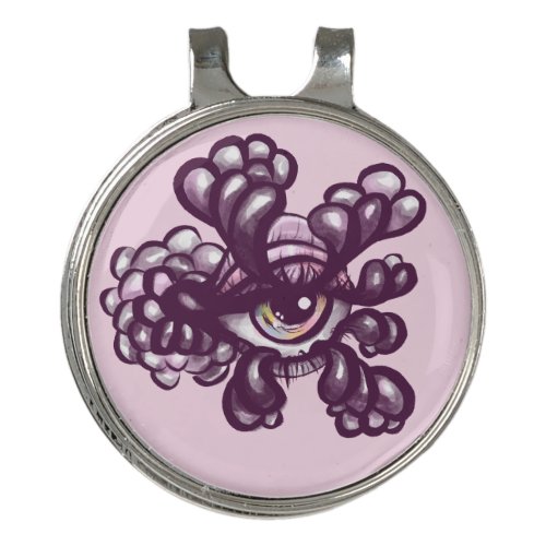 Surreal Weirdcore Eye Artwork - Dreamy Pastel Pink Golf Hat Clip