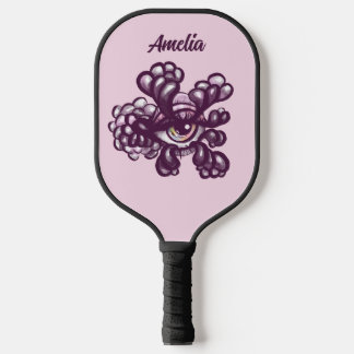 Surreal Weirdcore Eye Artwork in Dreamy Pastel Pickleball Paddle