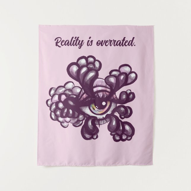 Surreal Weirdcore Eye Artwork in Dreamy Pastel Tapestry (Front)