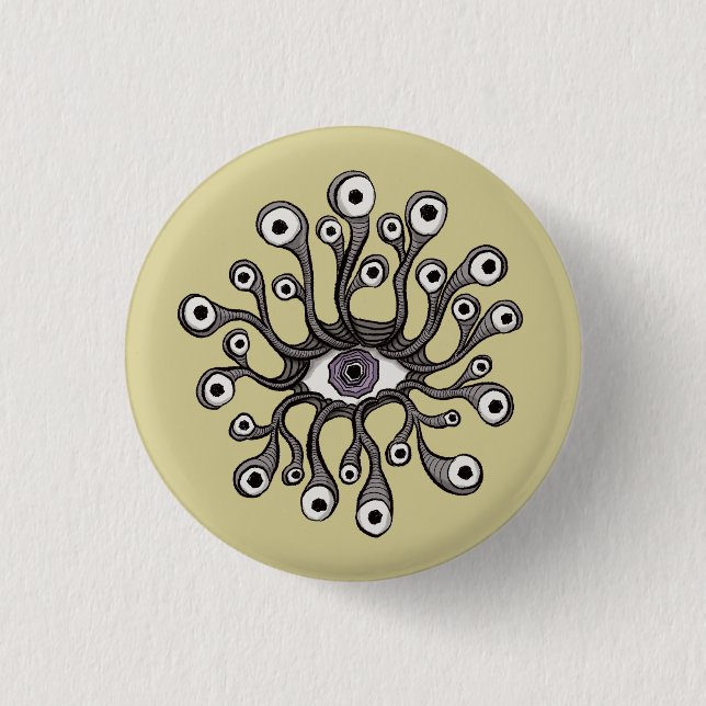 Surreal Weirdcore Eye Tentacle Artwork Button (Front)
