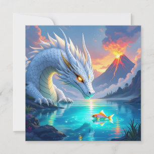 Surreal White Dragon and Gold Fish