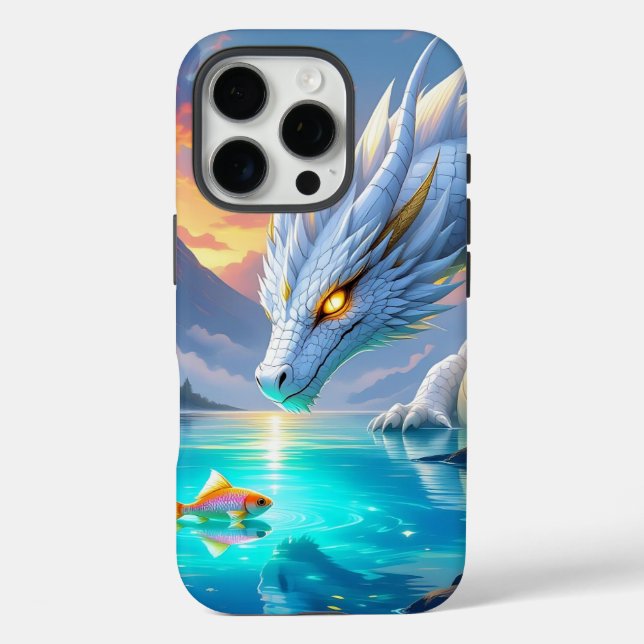 Surreal White Dragon and Gold Fish Case-Mate iPhone Case (Back)