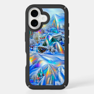Surreal Winter Wonderland with Iridescent Lights iPhone 16 Case