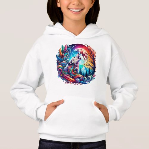 Surreal Wolf Howling at the Moon 01 Hoodie