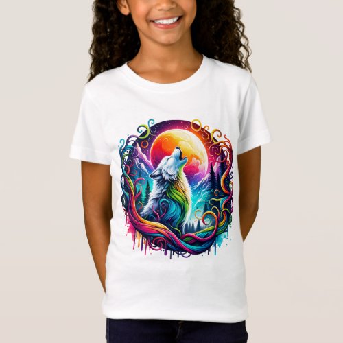 Surreal Wolf Howling at the Moon 02 T_Shirt