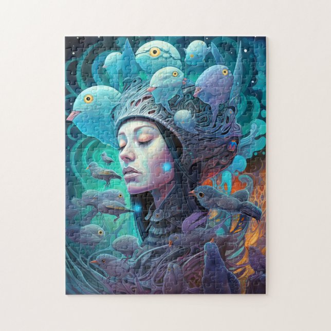 Surreal Woman Birds Visionary Art Jigsaw Puzzle (Vertical)