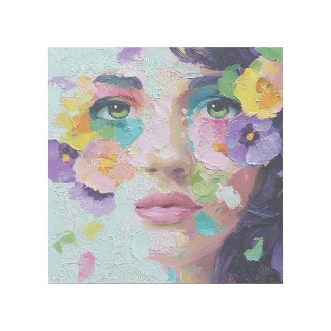 Surreal Woman Floral Eyes Petals Wind Wall Art (Front)