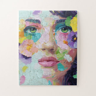 Surreal Woman Floral Eyes Petals Wind Wall Art Jigsaw Puzzle