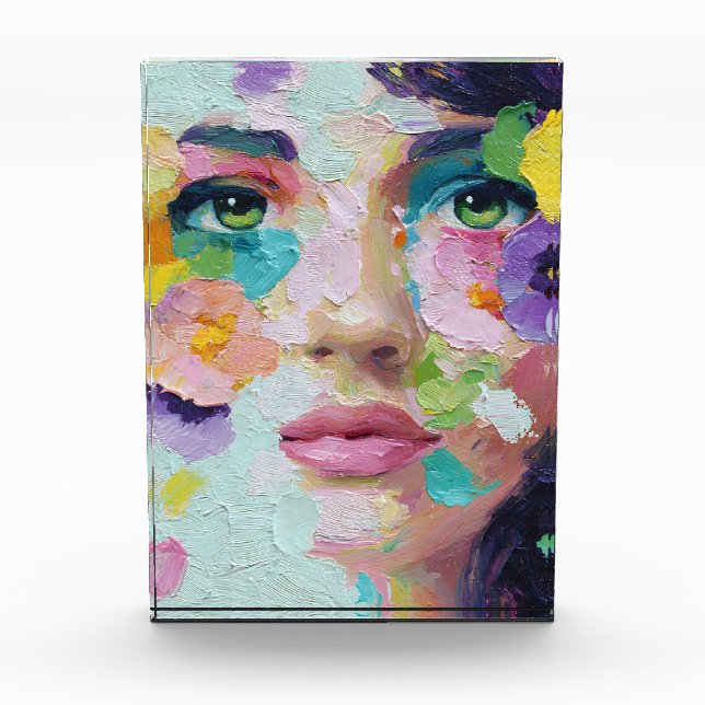 Surreal Woman Floral Eyes Petals Wind Wall Art Photo Block (Front)