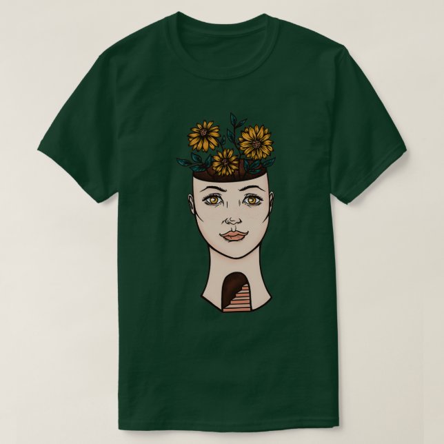 Surreal Woman Flower Head Art T-Shirt (Design Front)