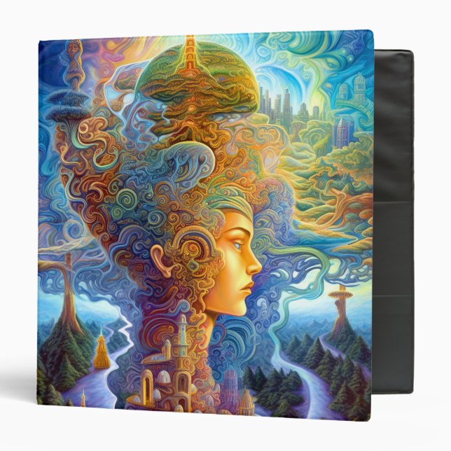 Surreal Woman Landscape Fantasy Art 3 Ring Binder (Front/Inside)