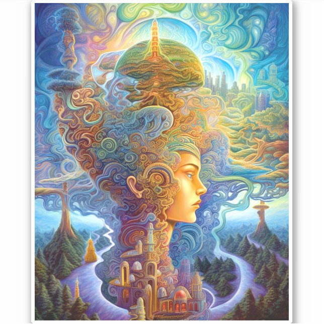 Surreal Woman Landscape Fantasy Art Sticker (Front)