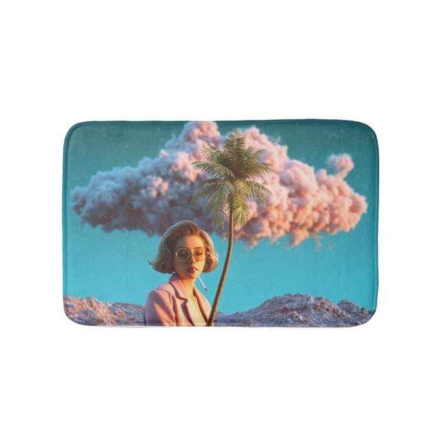 Surreal Woman with Palm Tree Bath Mat (Front)