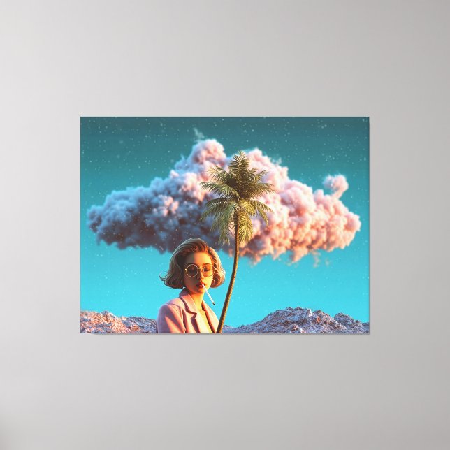 Surreal Woman with Palm Tree Canvas Print (Front)
