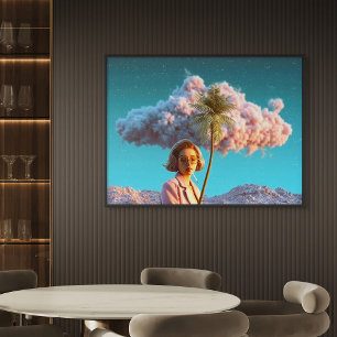 Surreal Woman with Palm Tree Poster