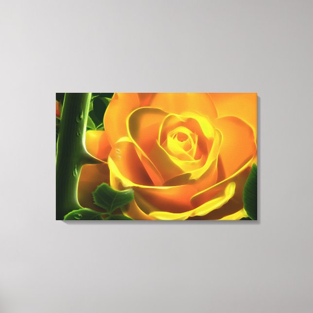 Surreal Yellow Rose  Wrapped Canvas Print (Front)