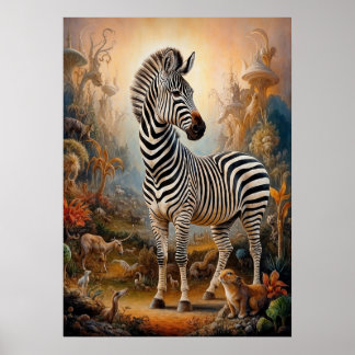 Surreal Zebra Safari Poster