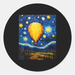 Surrealism Starry Night Hot Air Balloon Classic Round Sticker