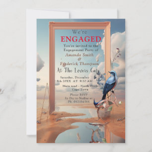 Surrealist Art with Flowers & Birds Invitation