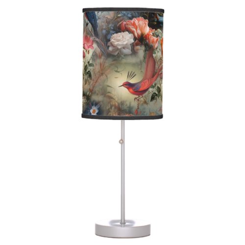 Surrealist Art with Flowers  Birds Table Lamp