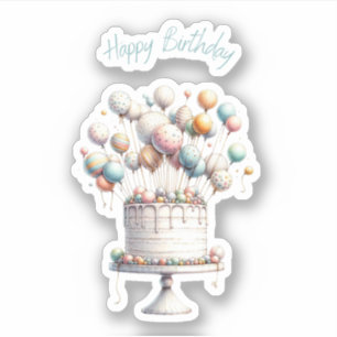 Surrealist Balloons and Birthday Cake Sticker