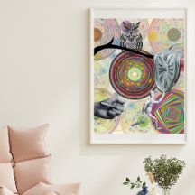 Surrealist colorful geometrical circles dali clock