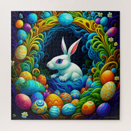 Surrealistic Easter Bunny with Eggs Jigsaw Puzzle