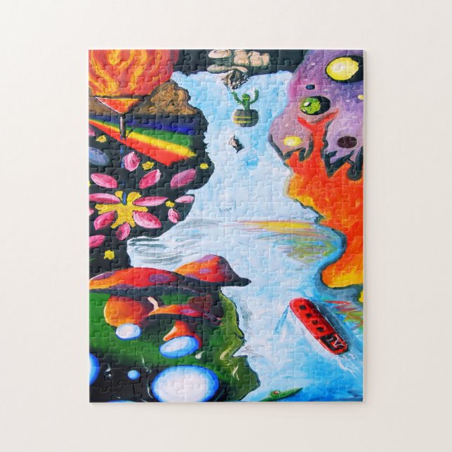 Surrealistic Fantasy Mushroom Wonderland Jigsaw Puzzle (Vertical)