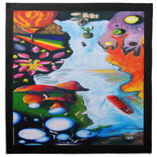 Surrealistic Fantasy Mushroom Wonderland Napkin