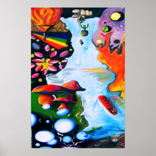Surrealistic Fantasy Mushroom Wonderland Poster