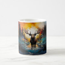 Surrealistic Moose Standing In Water