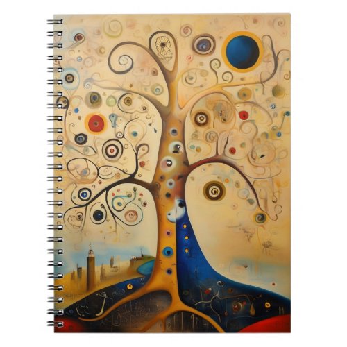 Surrealistic painting of a tree of life notebook