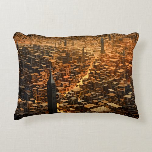 Surrealistic Tangled City Accent Pillow