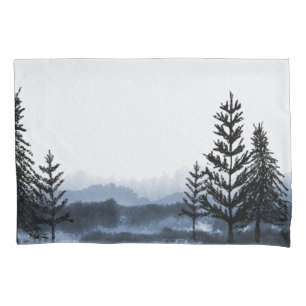 Surrealistic winter landscape  pillow case
