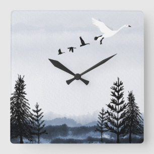 Surrealistic winter landscape square wall clock