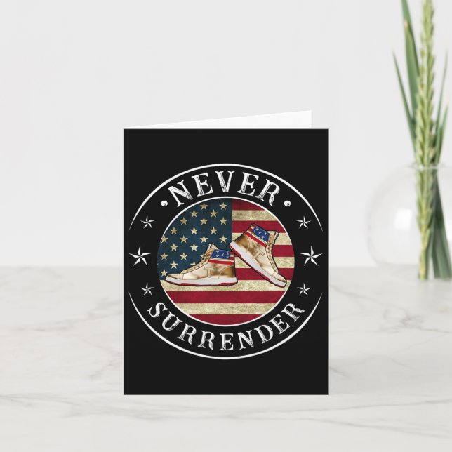 Surrender Gold Sneakers Flag Trump 2024  Card (Front)