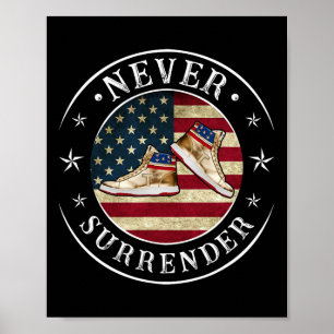 Surrender Gold Sneakers Flag Trump 2024  Poster