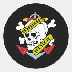 Surrender the Booty Skull Classic Round Sticker