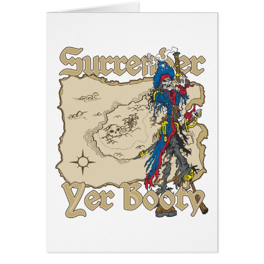 Surrender Yer Booty Pirate Treasure Map Cards (Front)